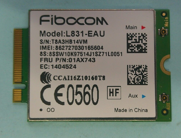 Lenovo L831-EAU 01AX753 MIIX 520-12IKB 520-12 Fibocom 4G LTE WWAN Wifi Card